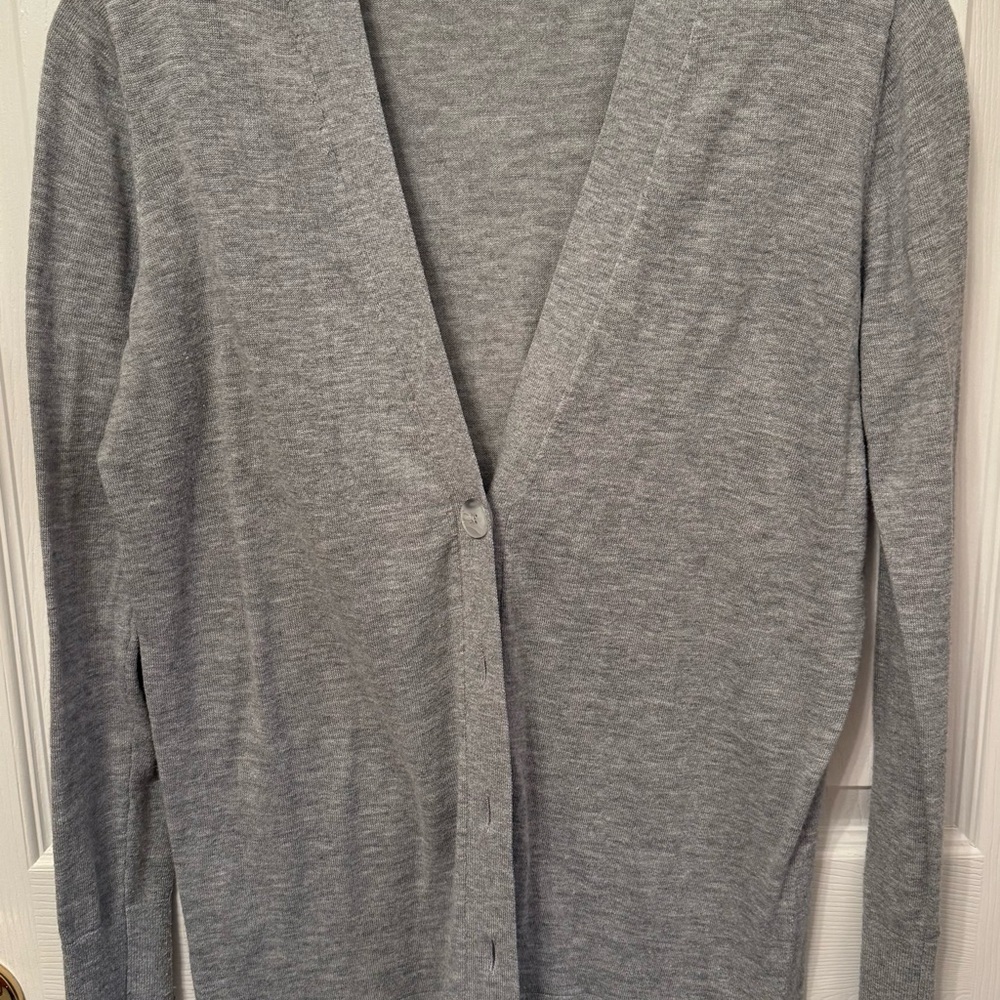 Loft Gray V-Neck Button-Up Cardigan Size Medium